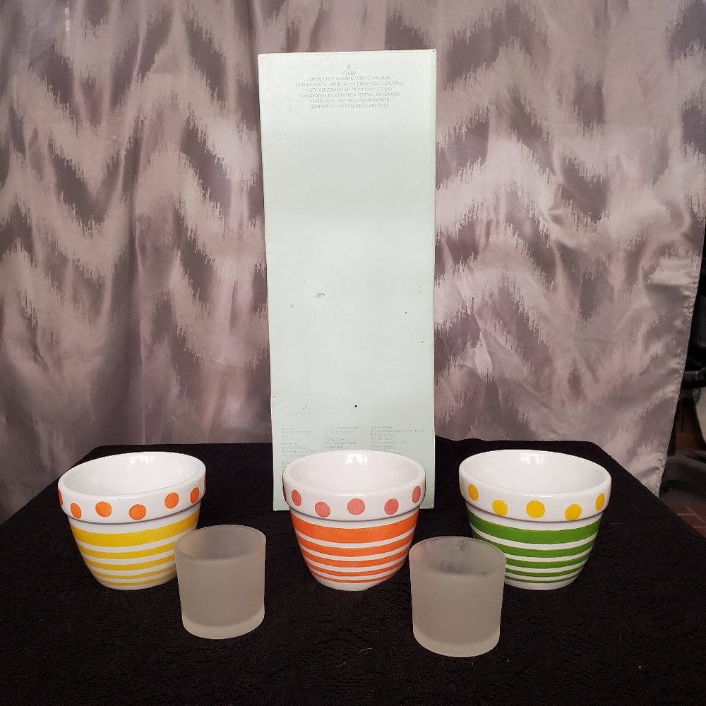 Party Lite Summer Fest ceramic votive holders - P7689